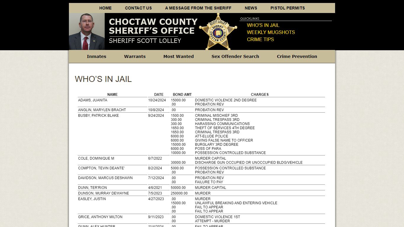 Who’s in Jail - Choctaw County Sheriff's Office