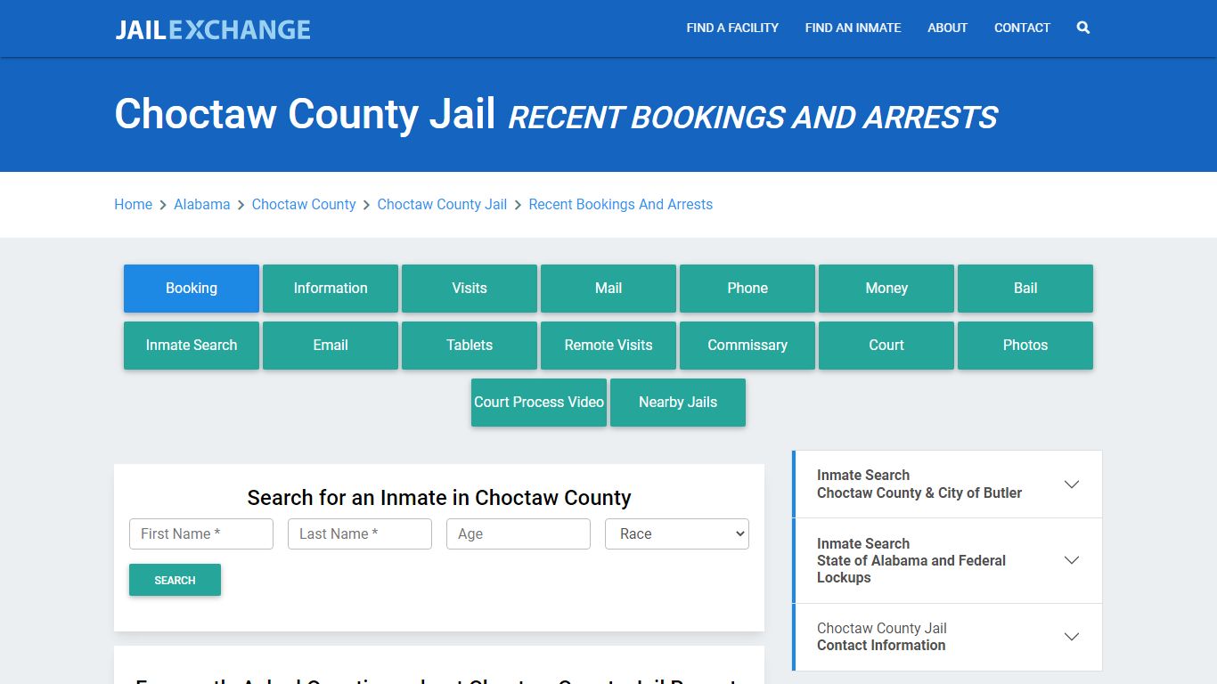 Choctaw County Jail AL Recent Arrests and Bookings - Jail Exchange